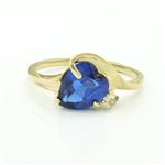 Sapphire Heart Accent Diamond Ring in 14kt Gold