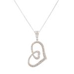 Forever Diamonds Sideway Diamond Heart Pendant in 14kt White Gold