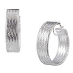 Forever Diamonds Soft Mesh Hoop Earrings in 14kt White Gold