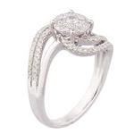 Spiral Cluster Diamond Engagement Ring in 14kt White Gold