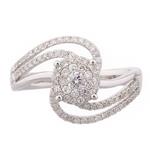 Spiral Cluster Diamond Engagement Ring in 14kt White Gold