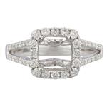 Split Shank Halo Style Diamond Engagement Ring in 14kt White Gold