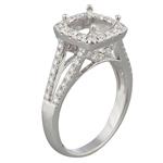 Split Shank Halo Style Diamond Engagement Ring in 14kt White Gold