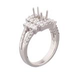 Square Diamond Halo Engagement Ring Setting in 18kt White Gold