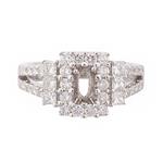 Square Diamond Halo Engagement Ring Setting in 18kt White Gold