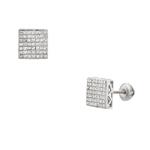 Square Diamond Stud Earrings in 14kt White Gold