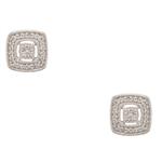 Square Halo Diamond Stud Earrings in 14kt White Gold