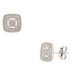 Square Halo Diamond Stud Earrings in 14kt White Gold