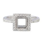 Square Halo Frame Diamond Engagement Ring in 14kt White Gold