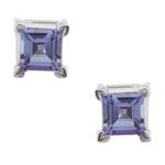 Square Tanzanite Stud Earrings in 14kt White Gold 