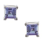 Forever Diamonds Square Tanzanite Stud Earrings in 14kt White Gold 