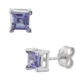 Square Tanzanite Stud Earrings in 14kt White Gold 