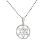 Star of David in Circle of Life Pendant in 14kt White Gold