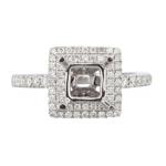 Step Halo Diamond Engagement Ring in 14kt White Gold
