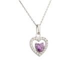 Forever Diamonds Sterling Silver Gemstone Heart Pendant