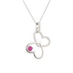 Forever Diamonds Sterling Silver Twin Hearts Pendant