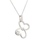 Forever Diamonds Sterling Silver Twin Hearts Pendant