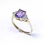 Lab Created Amethyst Diamond Ring