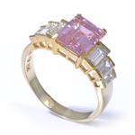 Emerald Cut Pink Sapphire Ring in 14kt Gold