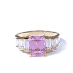 Forever Diamonds Emerald Cut Pink Sapphire Ring in 14kt Gold
