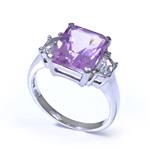 Emerald Cut Pink Sapphire Ring in 14kt White Gold 