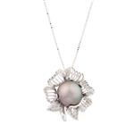 Tahitian Pearl Diamond Pendant in 14kt White Gold