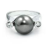 Forever Diamonds Tahitian Pearl Diamond Ring in 14kt White Gold