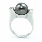 Tahitian Pearl Diamond Ring in 14kt White Gold