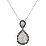 Tear Drop Black and White Diamond Pendant in 14kt White Gold
