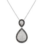 Forever Diamonds Tear Drop Black and White Diamond Pendant in 14kt White Gold