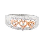 Three Diamond Heart Ring in 14kt Two- Tone Gold
