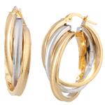 Forever Diamonds Three Layered Hoop Earrings in 14kt Two Tone Gold