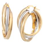 Three Layered Hoop Earrings in 14kt Two Tone Gold