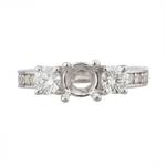 Three Stone Diamond Engagement Ring Setting in 14kt White Gold