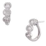 Three Stone Diamond Halo Earrings in 18kt White Gold