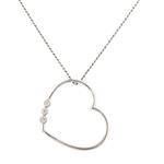 Three Stone Diamond Heart Pendant in 14kt White Gold