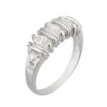 Three Stone Diamond Wedding Band in 14kt White Gold