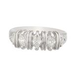 Three Stone Diamond Wedding Band in 14kt White Gold