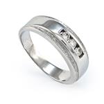 Three Stone Men's Diamond Band in 14kt White Gold. 