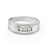 Forever Diamonds Three Stone Men's Diamond Band in 14kt White Gold. 