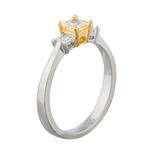 Three Stone Princess Cut Diamond Engagement Ring in 18kt White Gold