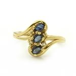 Three Stone Sapphire Accent Diamond Ring in 14kt Gold