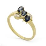 Three Stone Sapphire Accent Diamond Ring in 14kt Gold