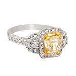 Trillion Cut Canary Yellow Diamond Engagement Ring in 18kt White Gold