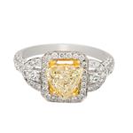 Trillion Cut Canary Yellow Diamond Engagement Ring in 18kt White Gold