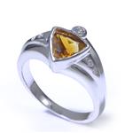 Natural Citrine Accent Diamond Ring in 14kt White Gold