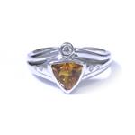Natural Citrine Accent Diamond Ring in 14kt White Gold