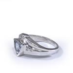 Natural Aquamarine Diamond Ring in 14kt White Gold