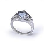 Natural Aquamarine Diamond Ring in 14kt White Gold