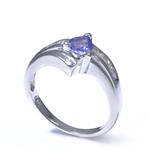 Trillion Cut Tanzanite Baguette Diamond 0.50ct TDW. 14kt White Gold Ring